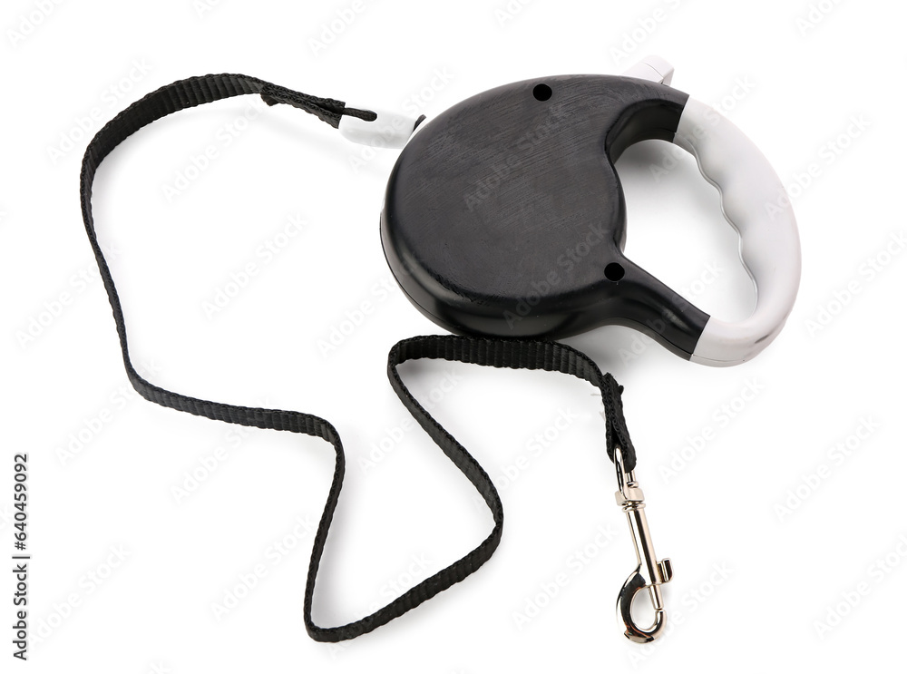 Retractable leash for dog isolated on white background