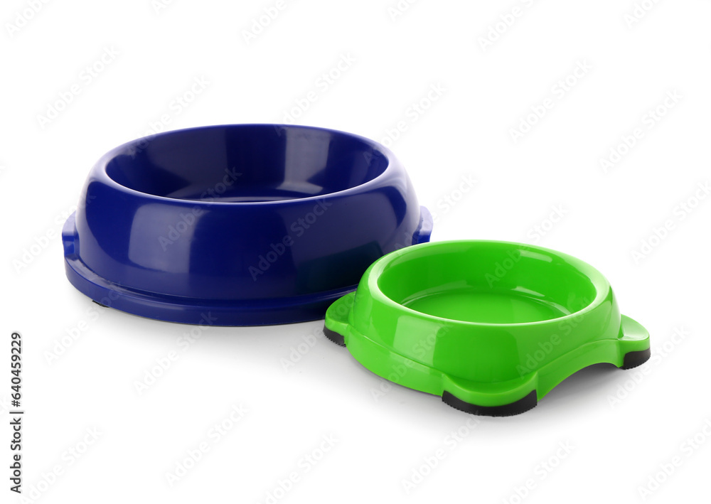 Bowls for pet food isolated on white background