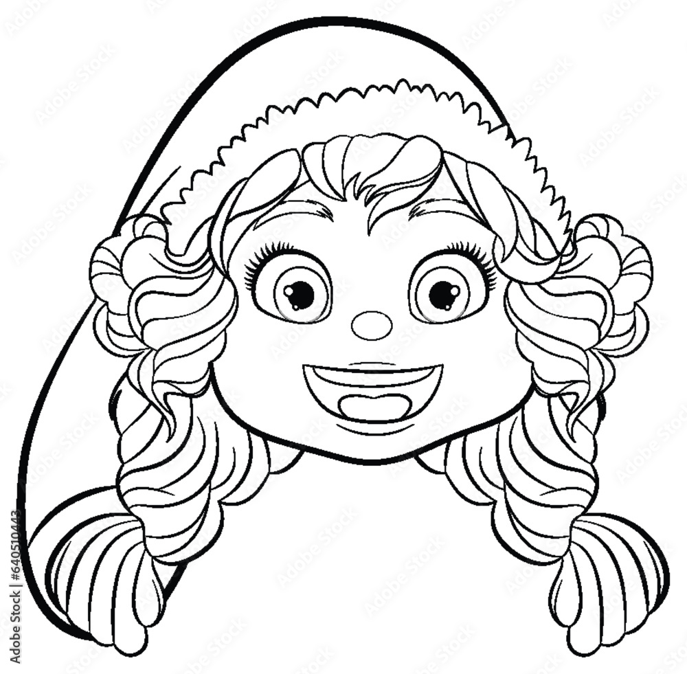 Middle-Age Woman with Head Scarf: Vector Cartoon Illustration