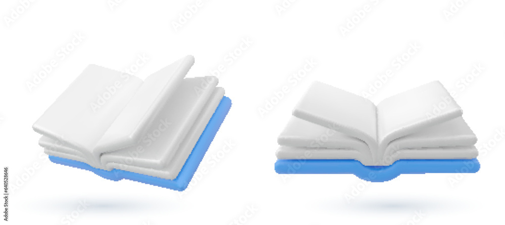 Blue book 3d vector illustration, 3d icon, isolated white background