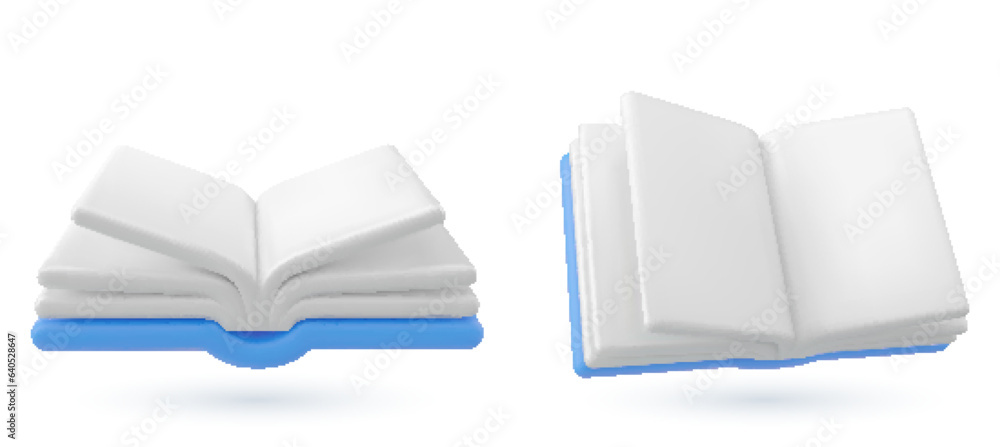 Blue book 3d vector illustration, 3d icon, isolated white background