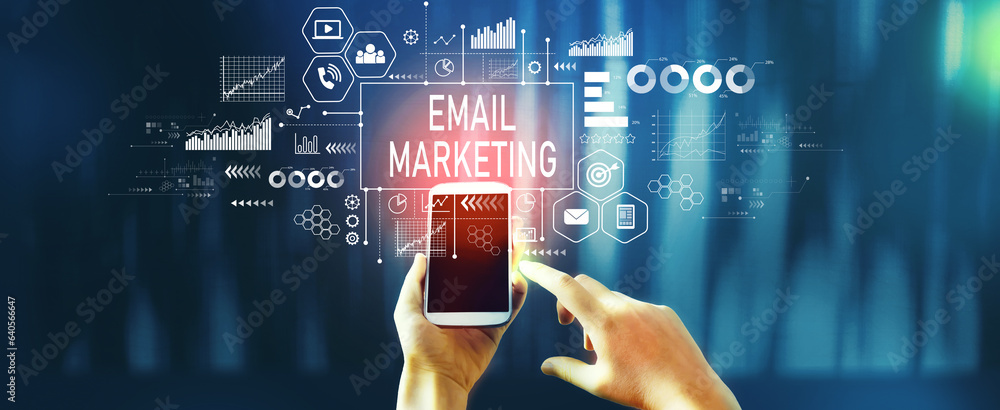 Email marketing with person using a smartphone