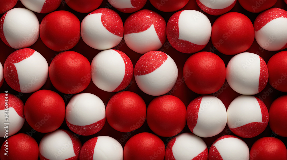 Red and white bonbons candies background. Generative AI