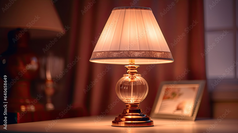 a table lamp spending warm light. Idea for interior design. Generative Ai