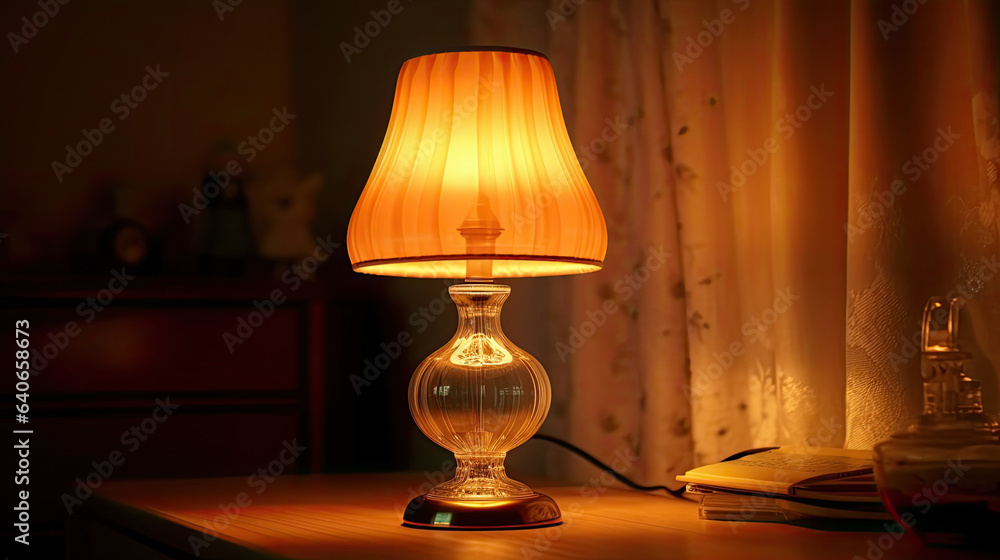 a table lamp spending warm light. Idea for interior design. Generative Ai