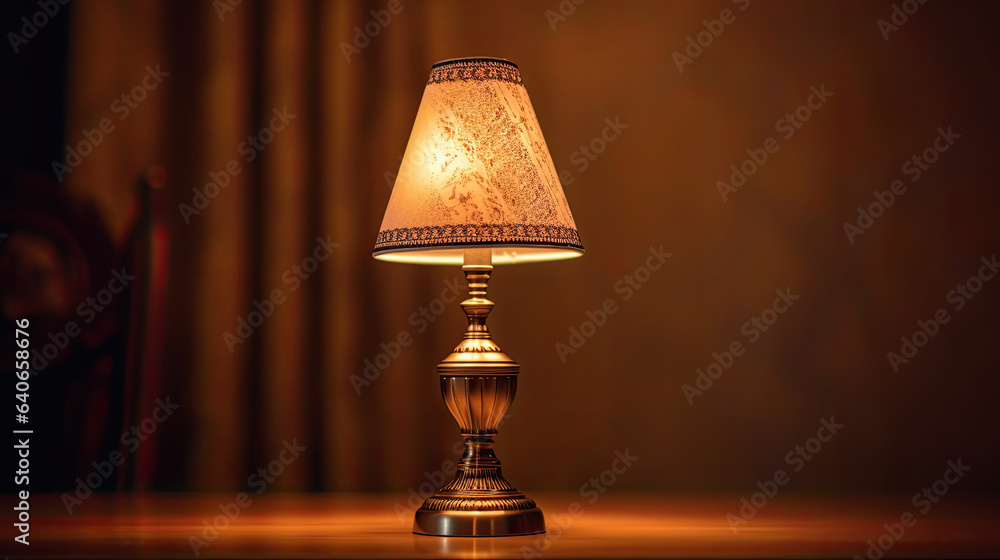 a table lamp spending warm light. Idea for interior design. Generative Ai