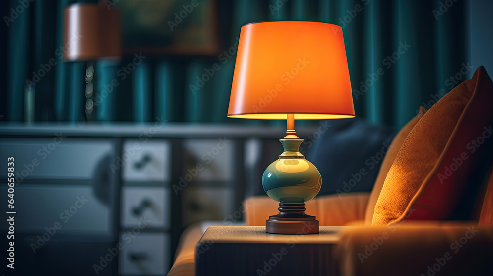 lamp in living room. Idea for interior design. Generative Ai