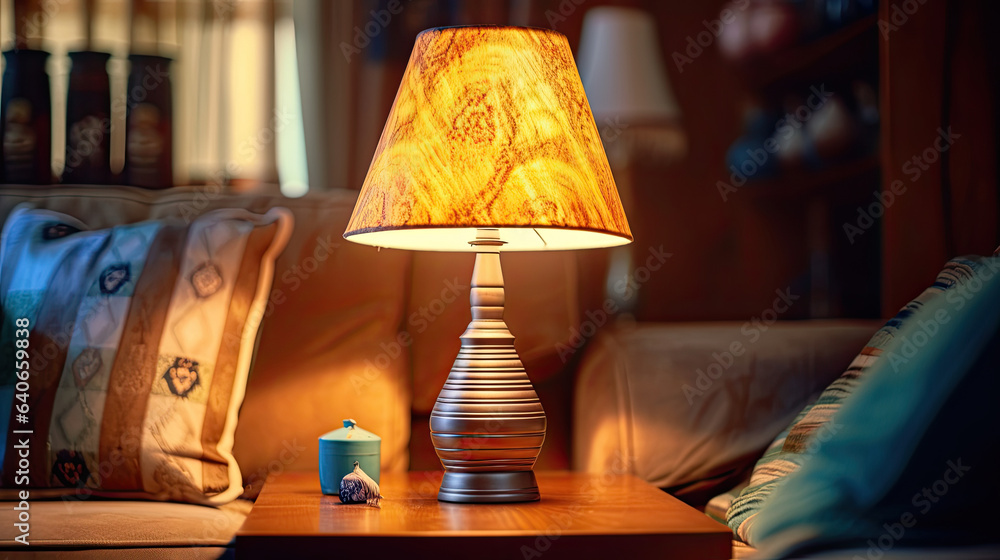 lamp in living room. Idea for interior design. Generative Ai