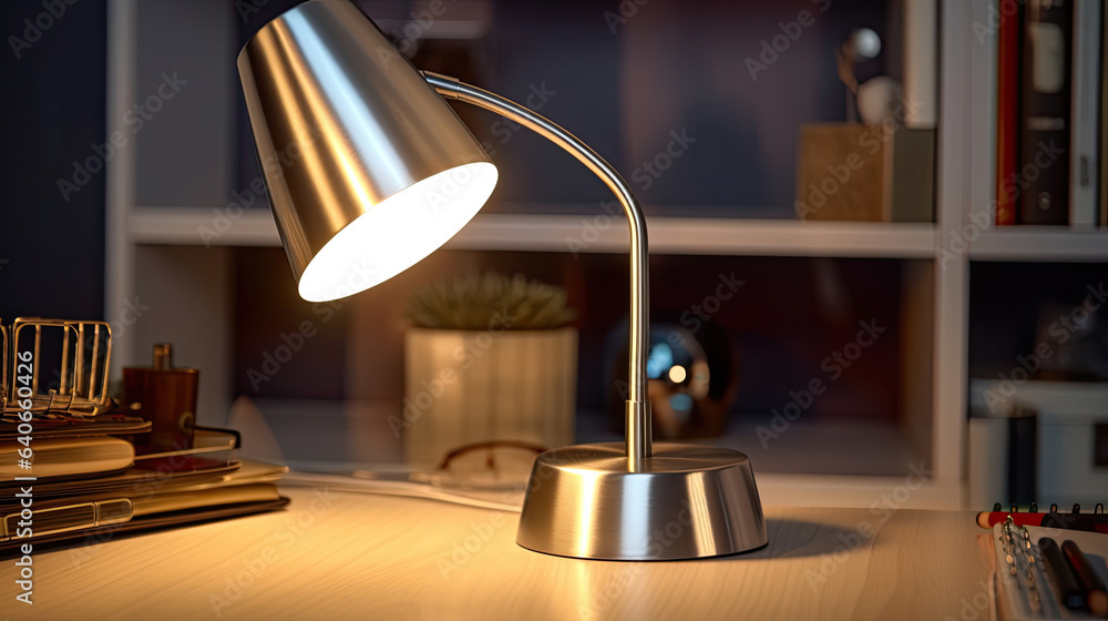 Modern Scandinavian style desk lamp. Idea for interior design. Generative Ai