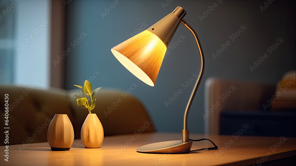 Modern Scandinavian style desk lamp. Idea for interior design. Generative Ai