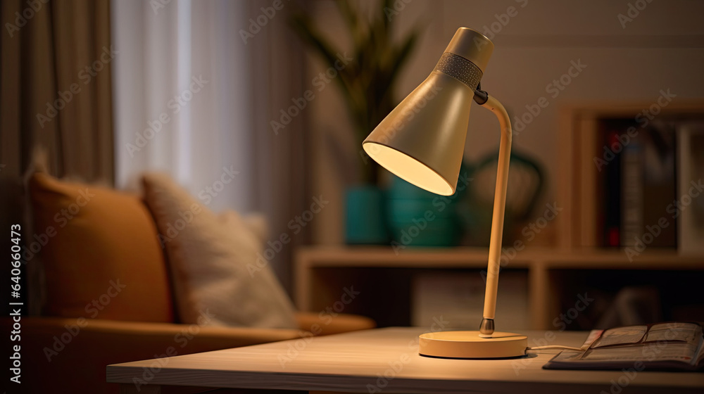 Modern Scandinavian style desk lamp. Idea for interior design. Generative Ai