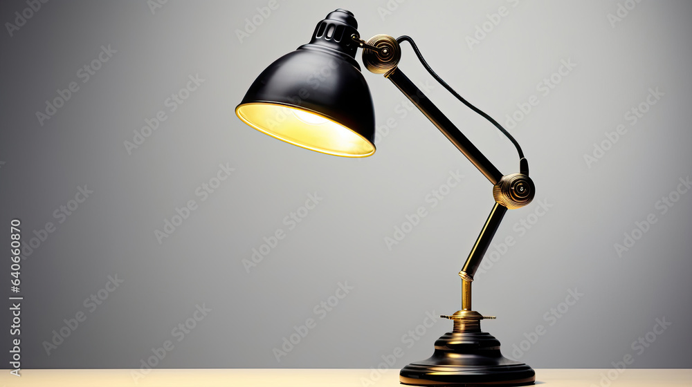 Vintage black desk lamp isolated on white background. Idea for interior design. Generative Ai