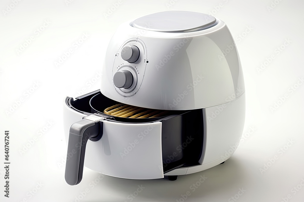 Air fryer oil free or deep fryer machine isolated on white background. Generative Ai