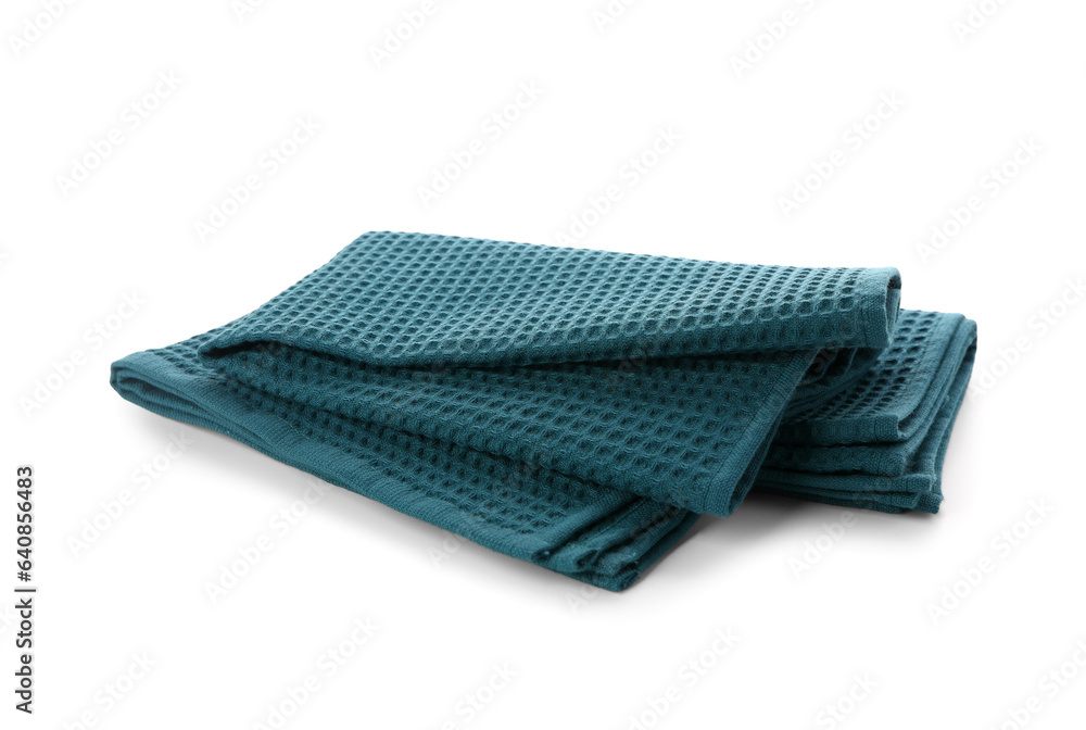 Folded clean towels isolated on white background