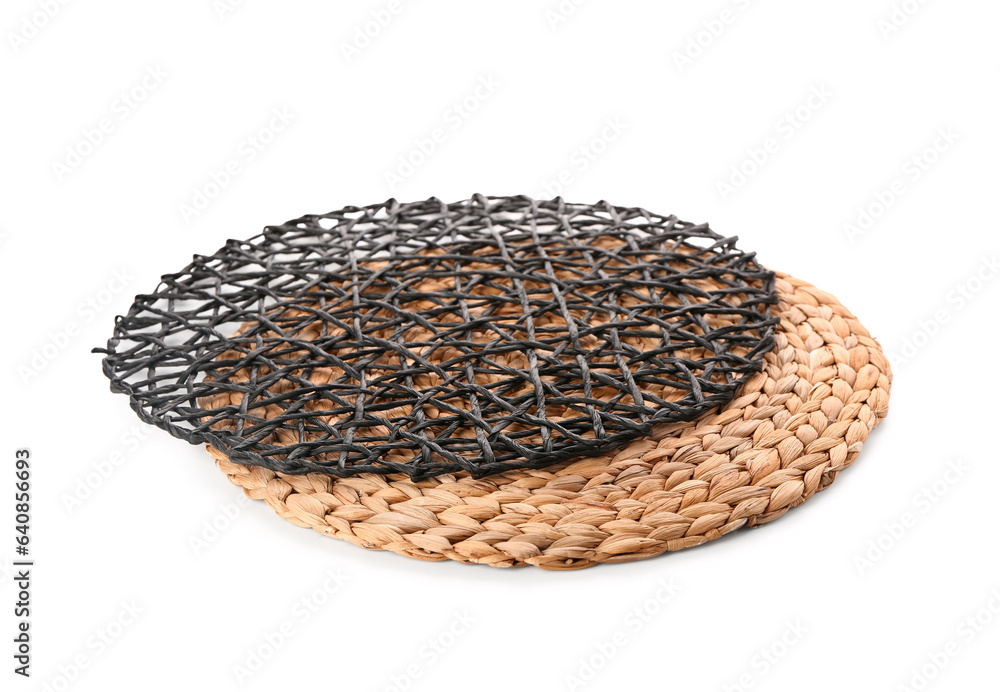 Wicker mats isolated on white background