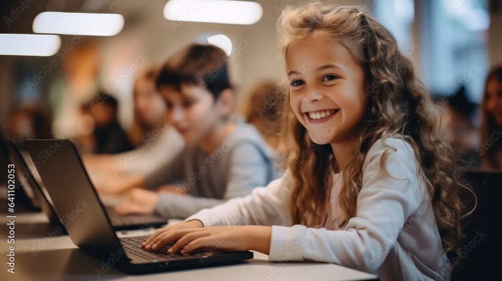 Kids coding in school, Learning basic programming skills.