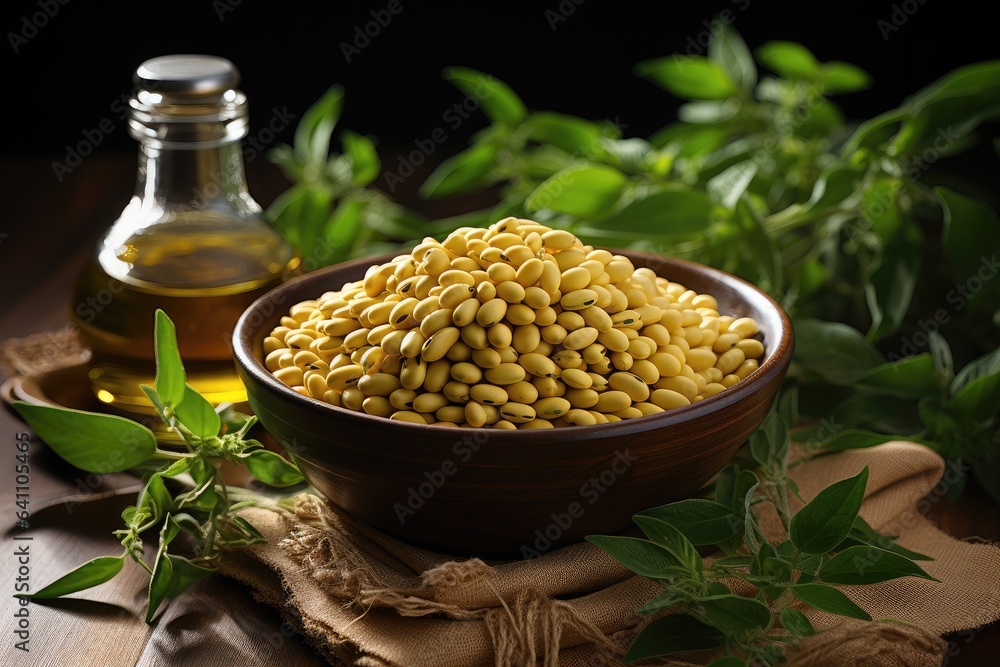 Soybean in bowl on table at kitchen.