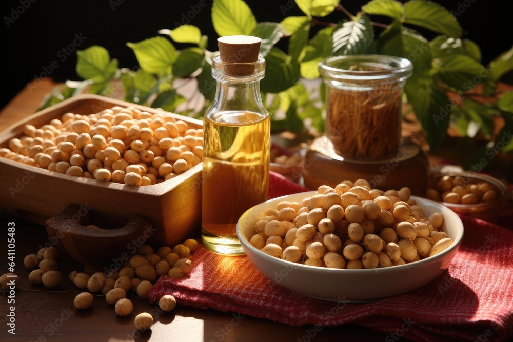 Soybean in bowl on table at kitchen.