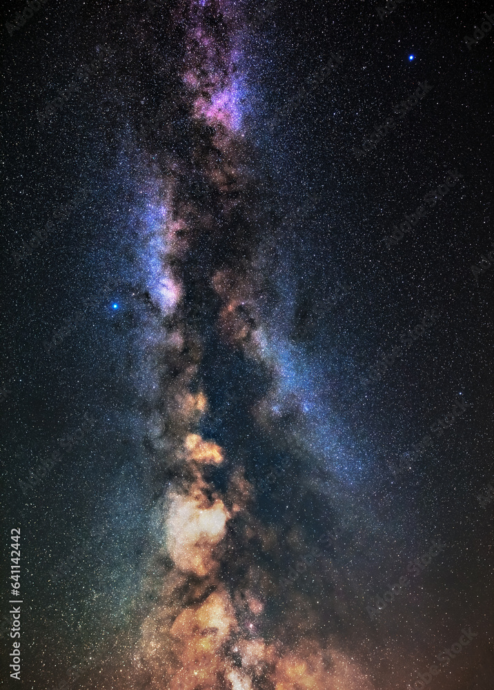 Milky Way stars photographed with wide angle lens.