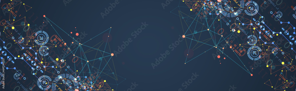 Abstract technology. Circuit board, high computer color background. Vector illustration with space f