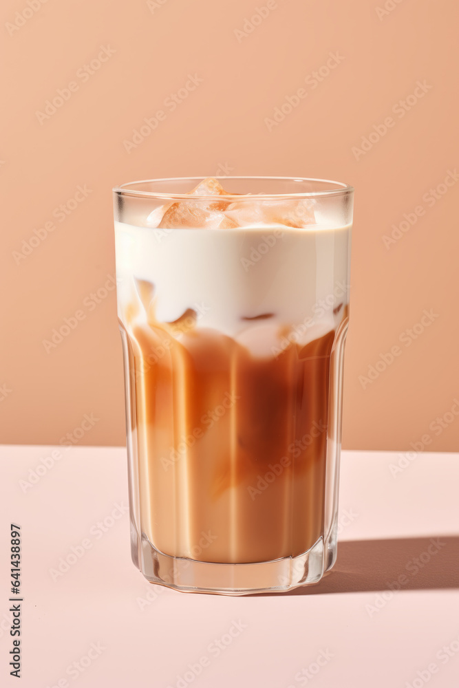 Iced caramel latte, , refreshing and sweet coffee drink