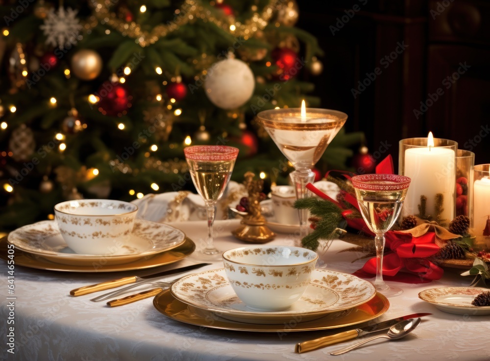 Beautiful Christmas table for holiday dinner