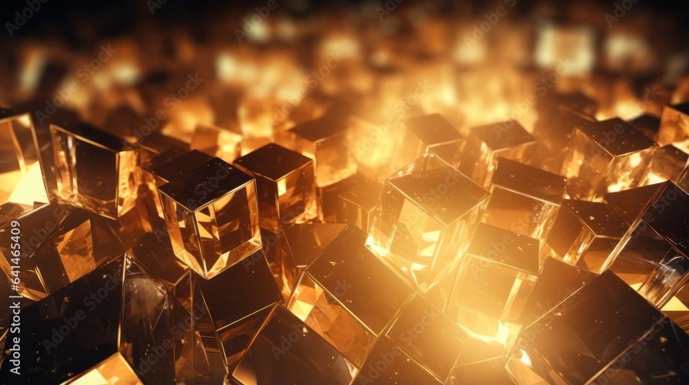 Golden crystals, glass cubes wallpaper