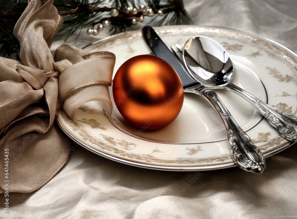 Beautiful Christmas table for holiday dinner.