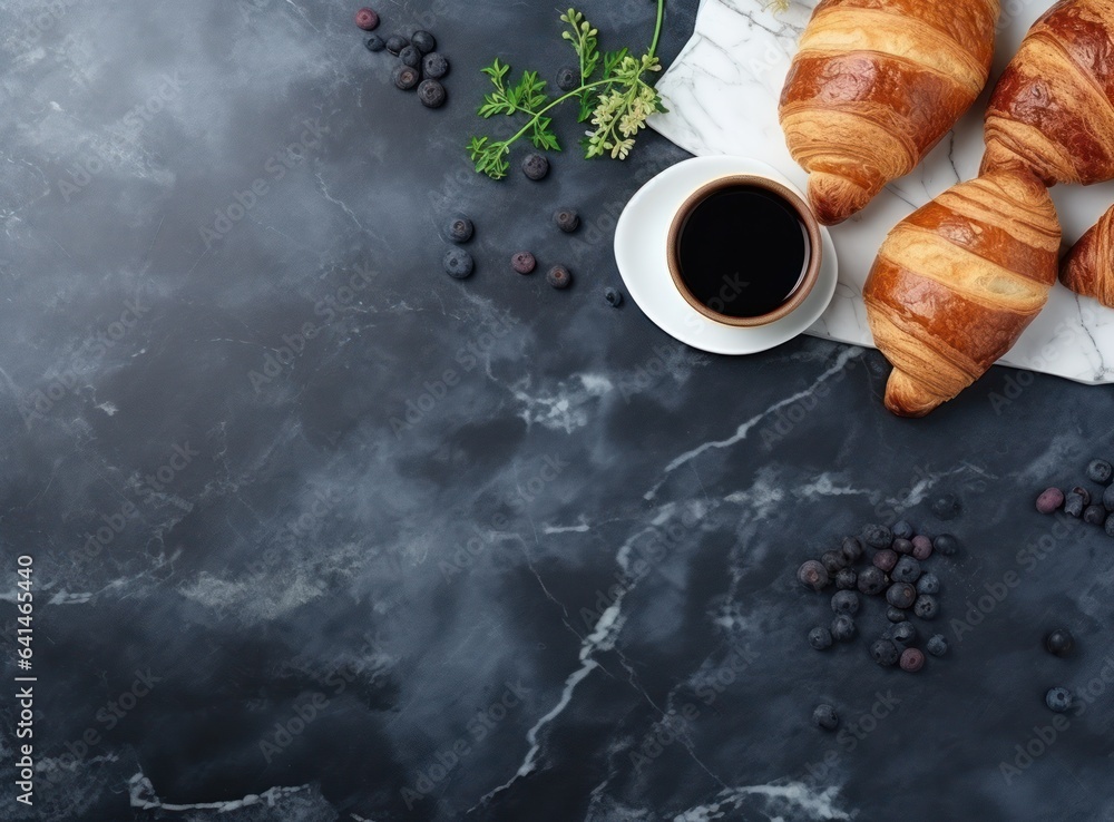 Light breakfast background with croissants