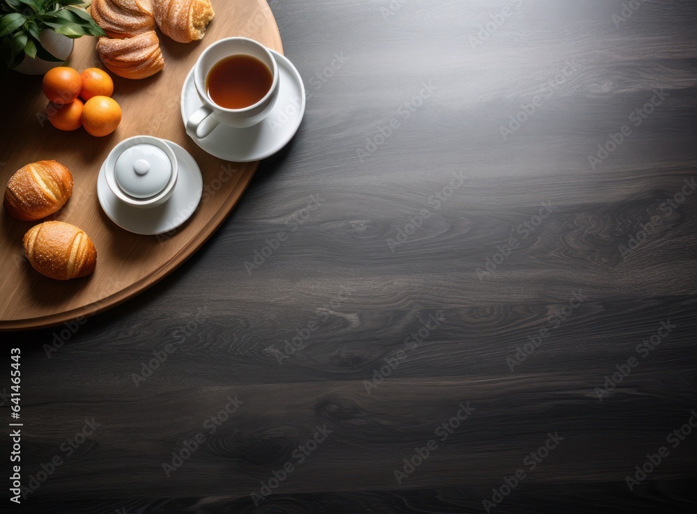 Light breakfast background with croissants