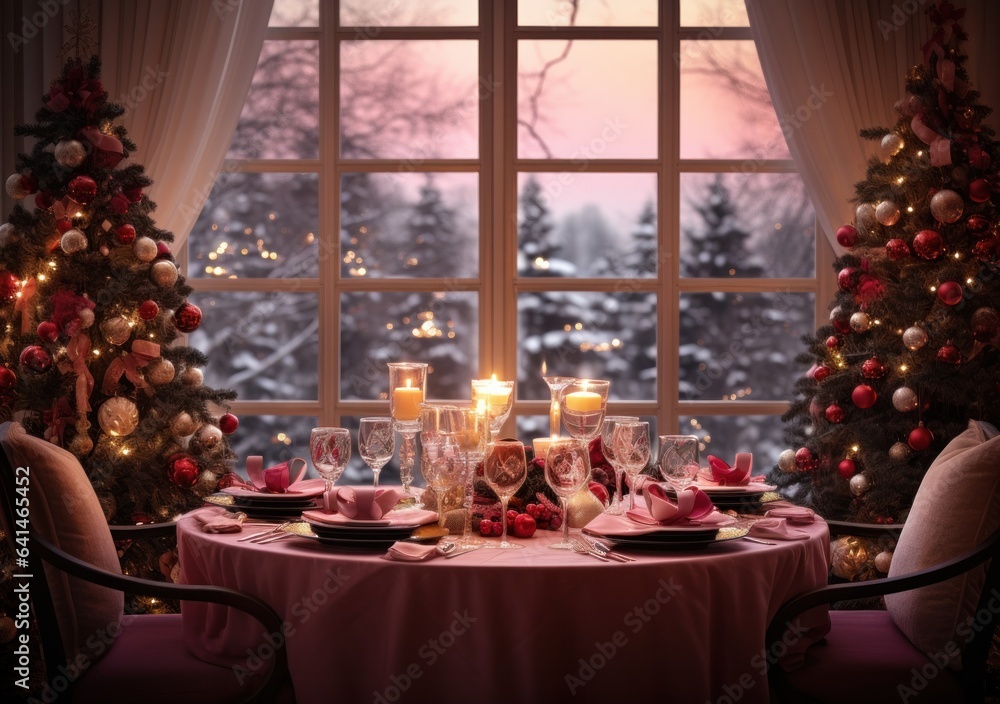 Beautiful Christmas table for holiday dinner