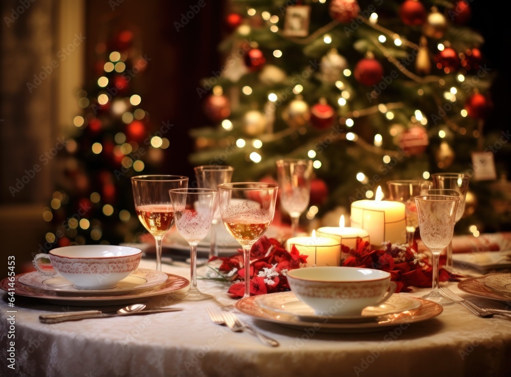 Beautiful Christmas table for holiday dinner