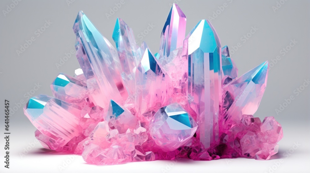 A bunch of crystals on blue background