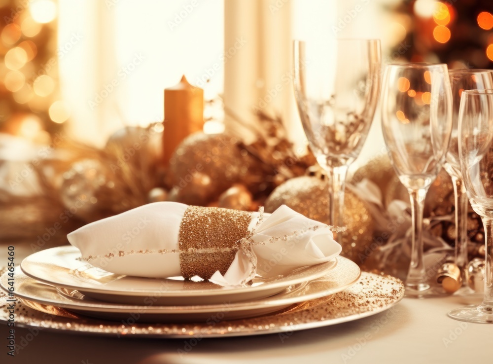 Beautiful Christmas table for holiday dinner