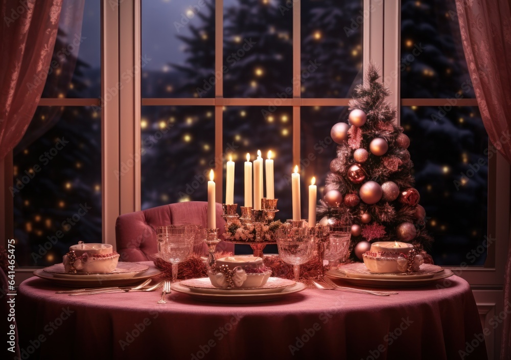 Beautiful Christmas table for holiday dinner