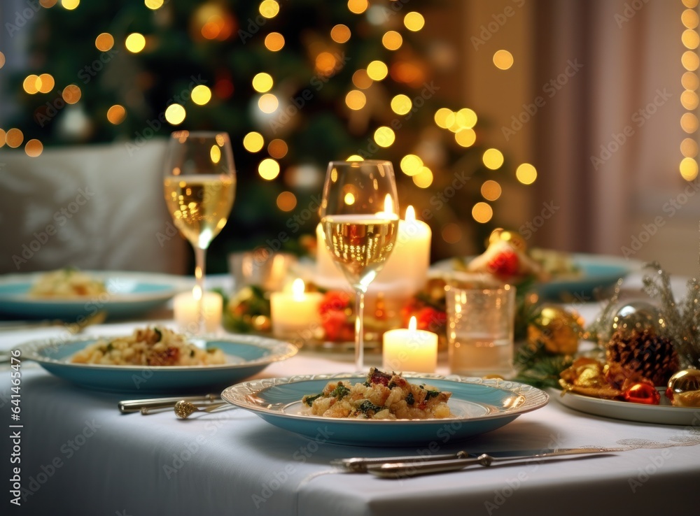 Beautiful Christmas table for holiday dinner