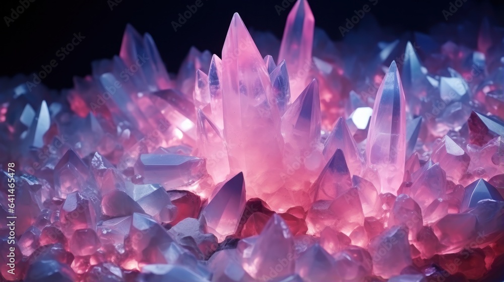 A bunch of crystals on blue background