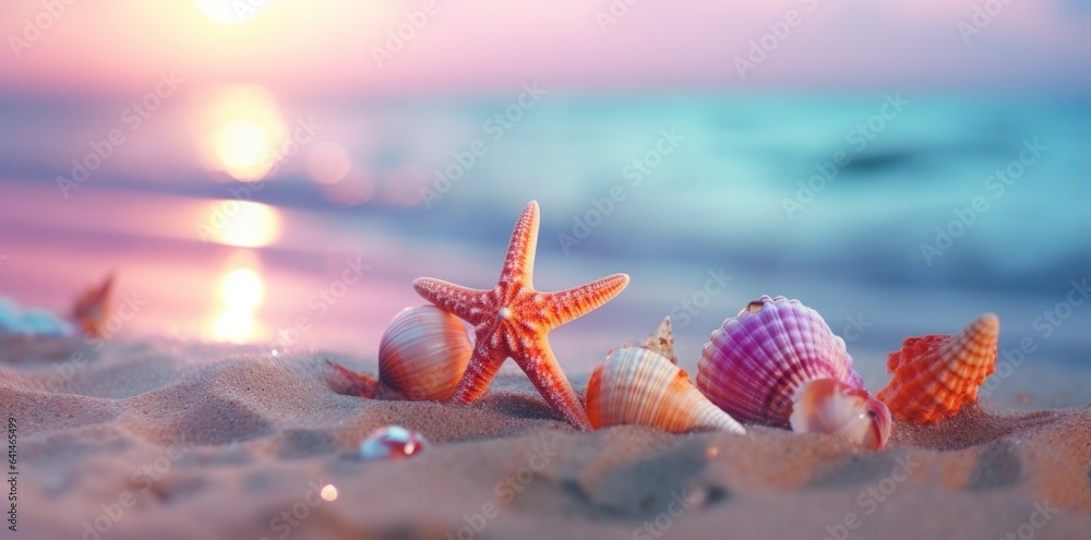 Sea shells and rocks on the beach