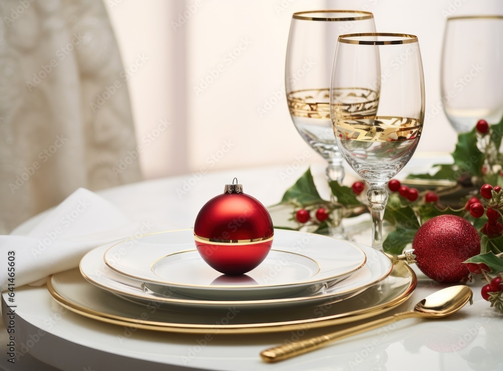 Beautiful Christmas table for holiday dinner