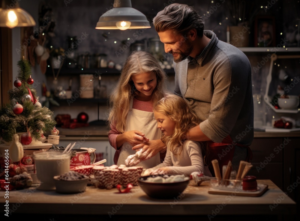 Happy family cook together