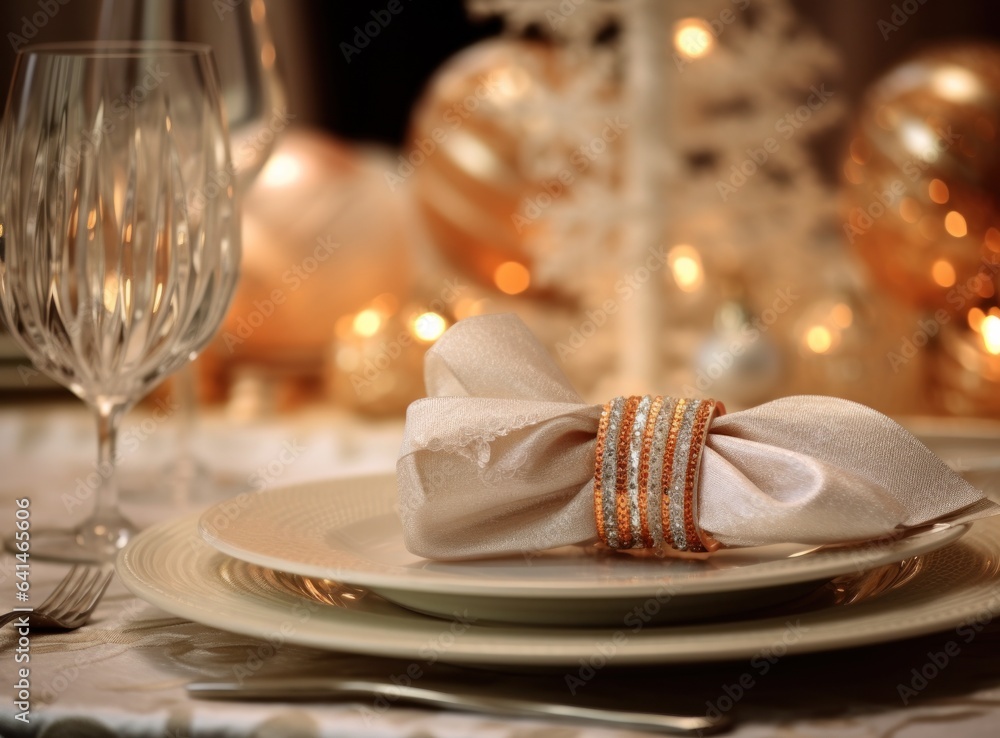 Beautiful Christmas table for holiday dinner