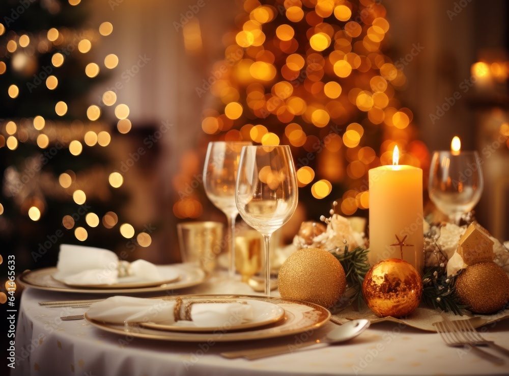 Beautiful Christmas table for holiday dinner