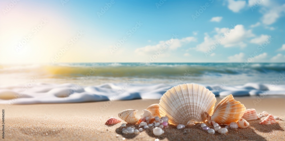 Sea shells and rocks on the beach