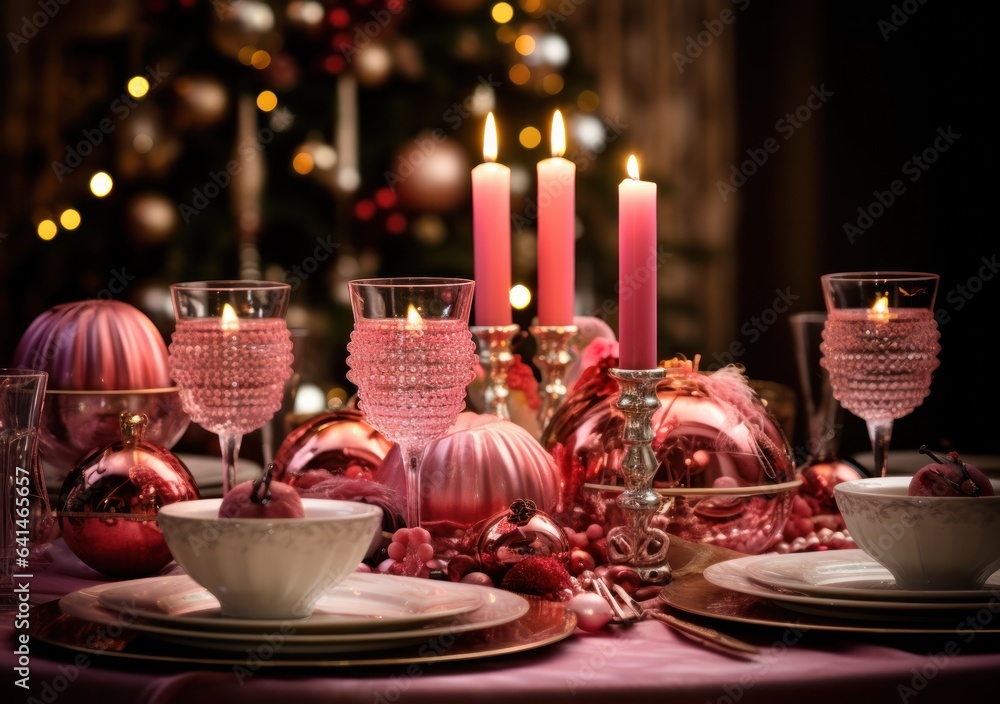 Beautiful Christmas table for holiday dinner