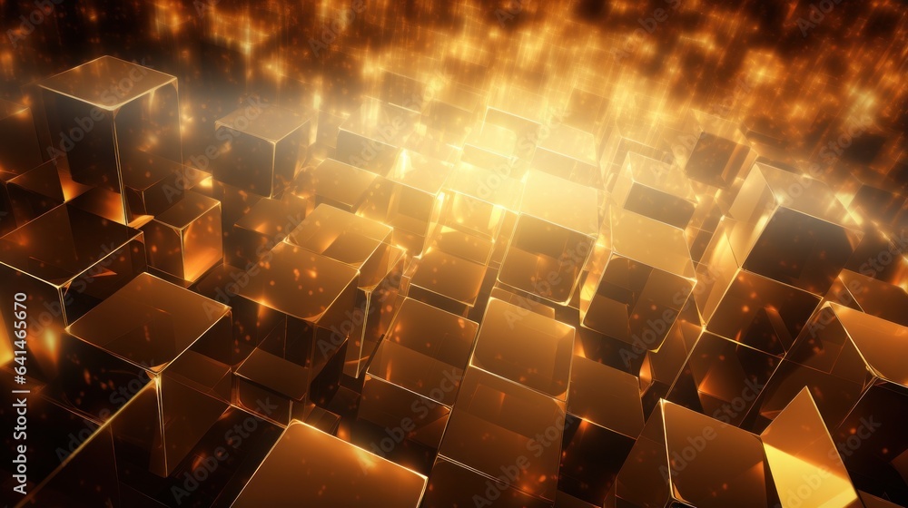 Golden crystals, glass cubes wallpaper