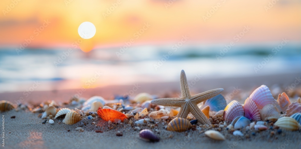 Sea shells and rocks on the beach