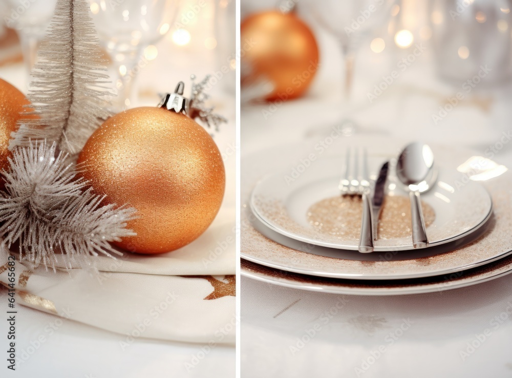 Beautiful Christmas table for holiday dinner