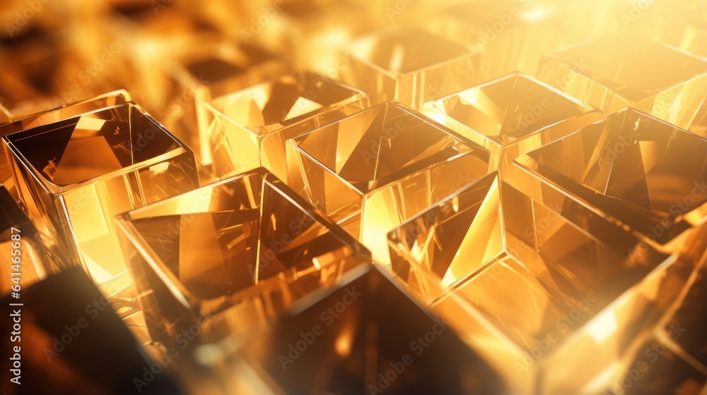 Golden crystals, glass cubes wallpaper