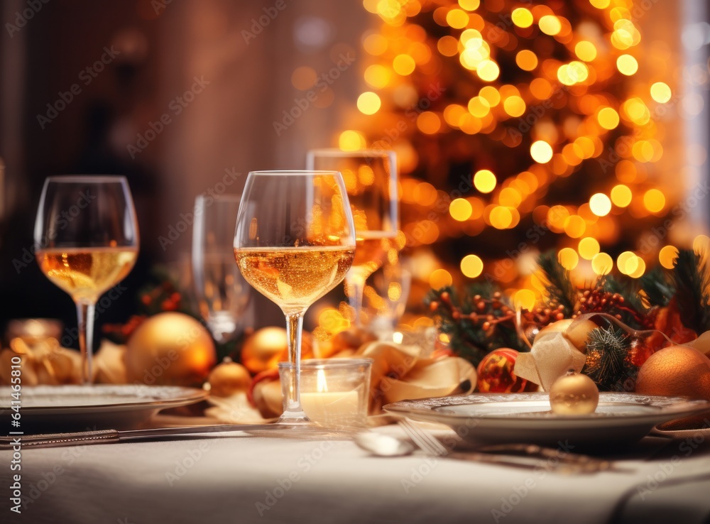 Beautiful Christmas table for holiday dinner