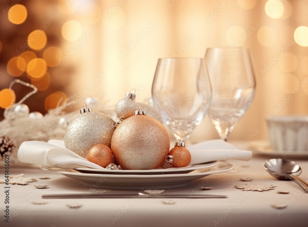 Beautiful Christmas table for holiday dinner